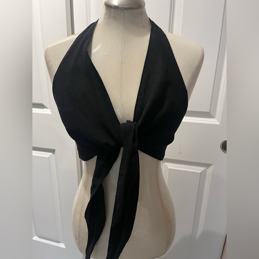 NWT Zara Black Linen Halter Medium